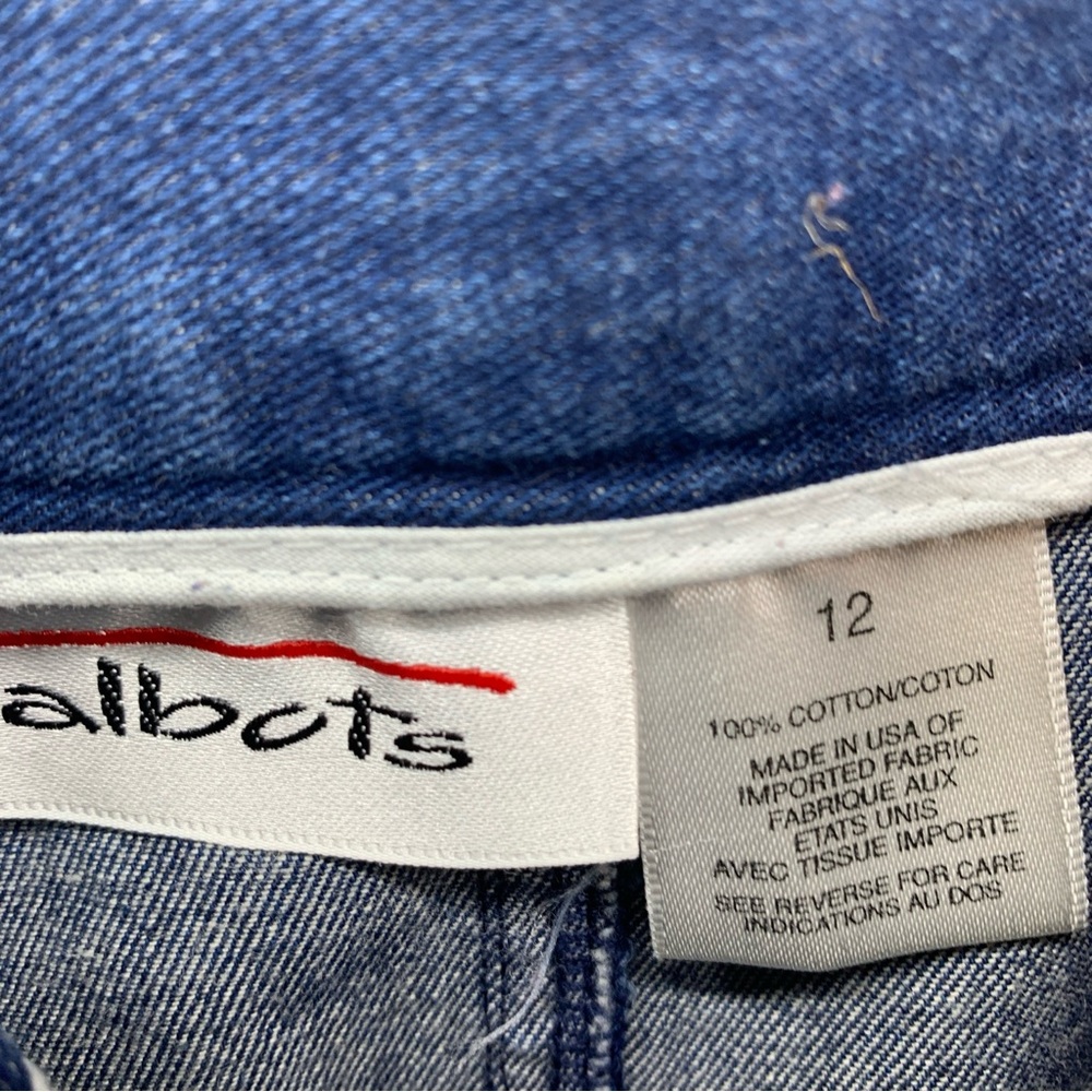 Talbots 12 Denim Skirt Floral Fall Appliqué Cottage Norm Core 90’s Y2K USA VTG - Picture 6 of 7
